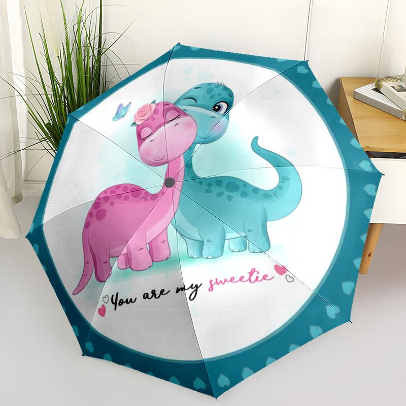 Cartoon Colorful Dinosaur Folding Umbrella Auto-Open Design 8 Iron Ribs Plastic Handle Foldable Sunshade Perfect Christmas Gifts