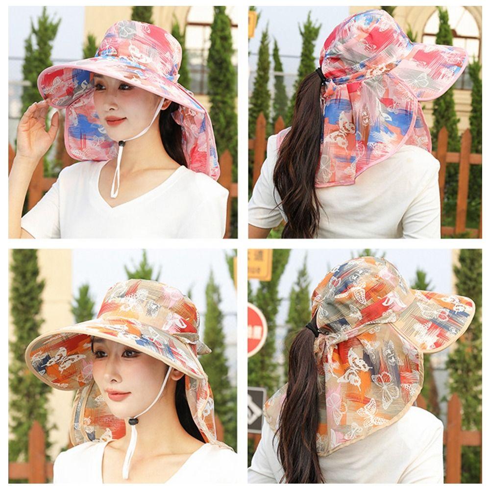 Wide Brim Women Fisherman Hat Sunscreen Face Covering Sunhat Portable Sun Protection Hat  Female