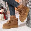 Large size thick-soled cross-strap snow boots, new thickened medium tube in autumn and winter, but knee-warm women's boots