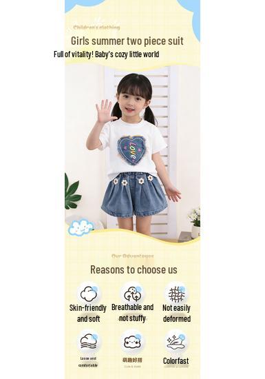 Children's Korean Style Summer Cartoon Cotton Set - Trendy Short Sleeve Top for Toddlers
