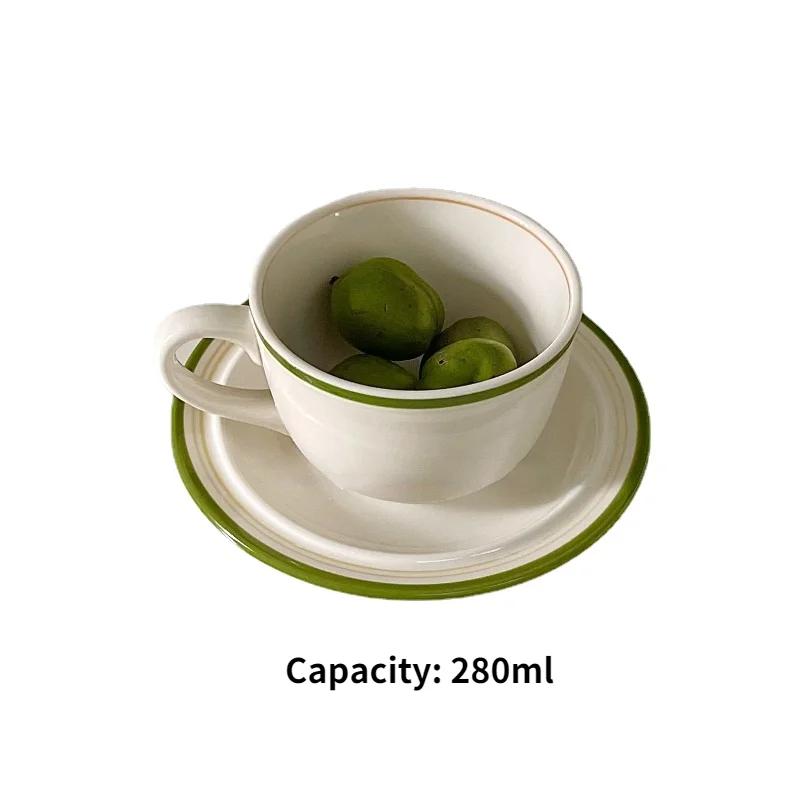 Vintage Mug Color Coil Ceramic Coffee Cup and Plate Set Latte    Cute  Tea