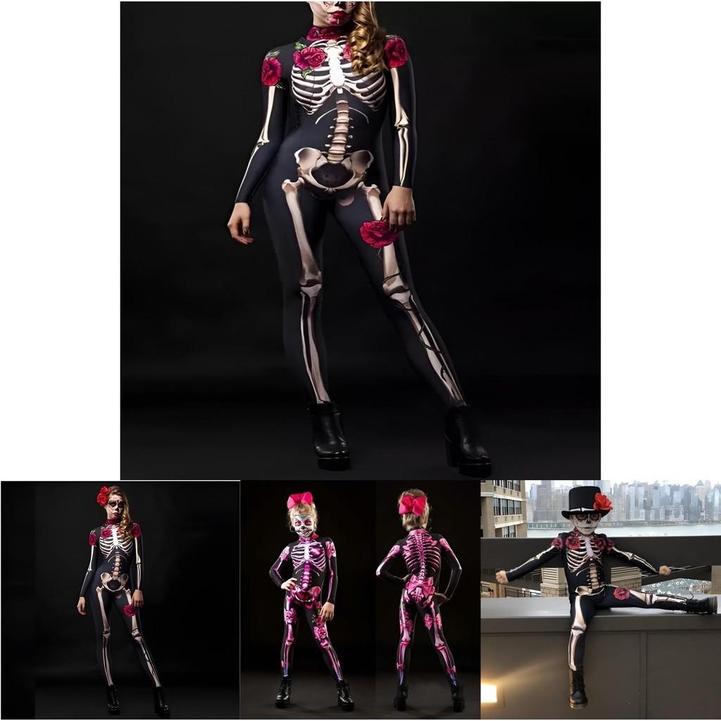 Womens Halloween Skeleton Cosplay Bodysuit Jumpsuit For A Spooky Look
