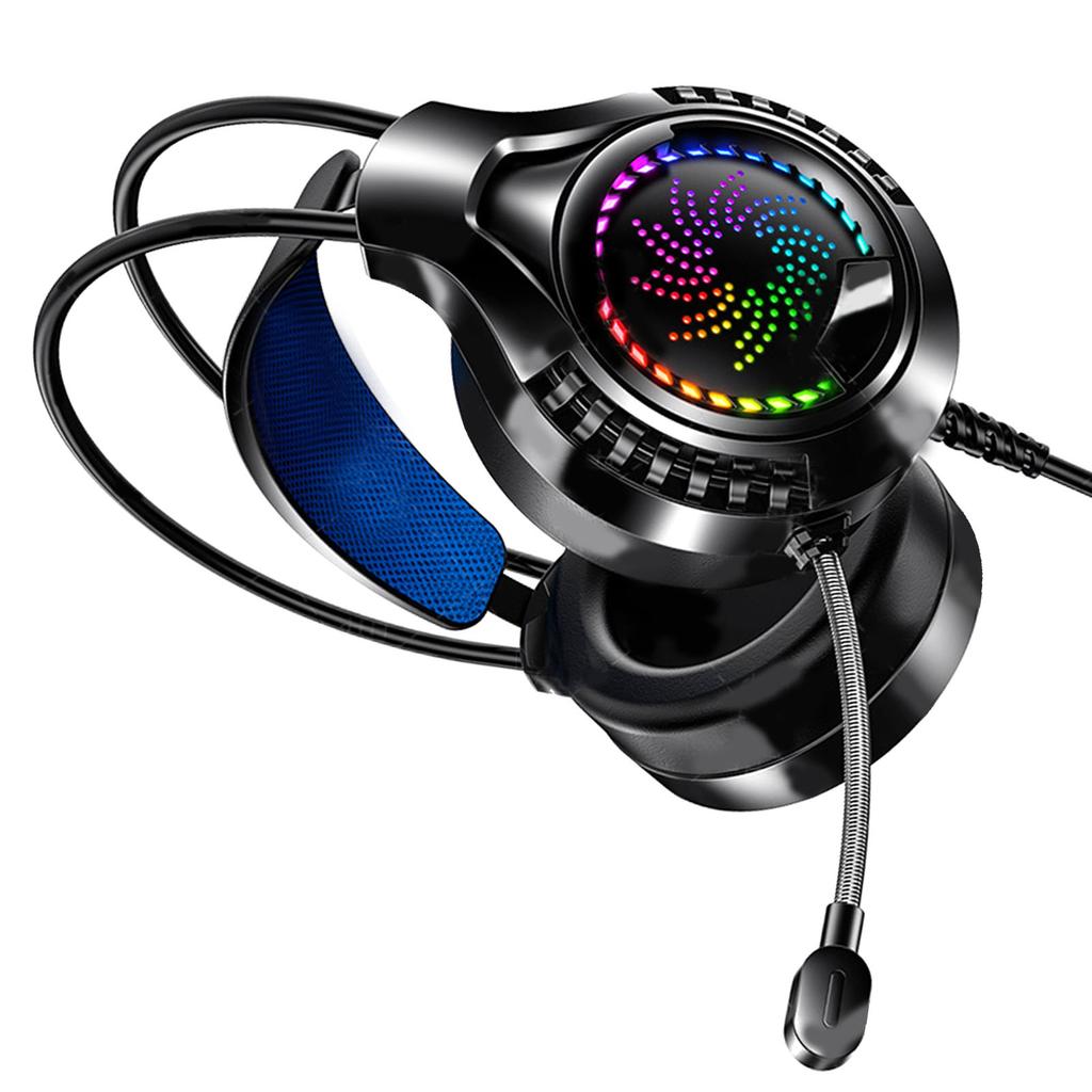 Wired Computer Headset 7.1 Sound Channel Adjustable Headband Soft Earmuffs Dual 3.5mm and USB RGB Computer Gaming