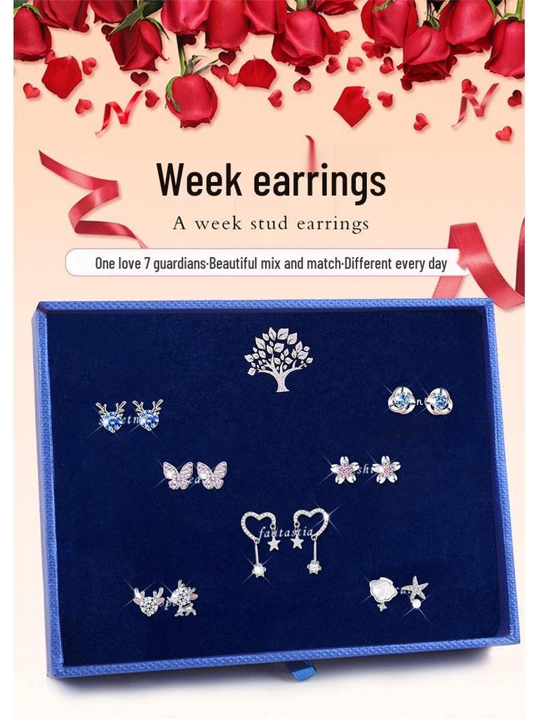 S925 Silber Hirsch Stecker & Hängeohrring Set: Schickes Weihnachts- & Geburtstagsgeschenk für Mädchen