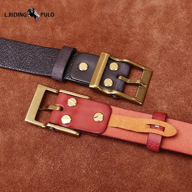 Retro Thick Embossed Genuine Leather Belt Trendy All-match Casual Denim Belt