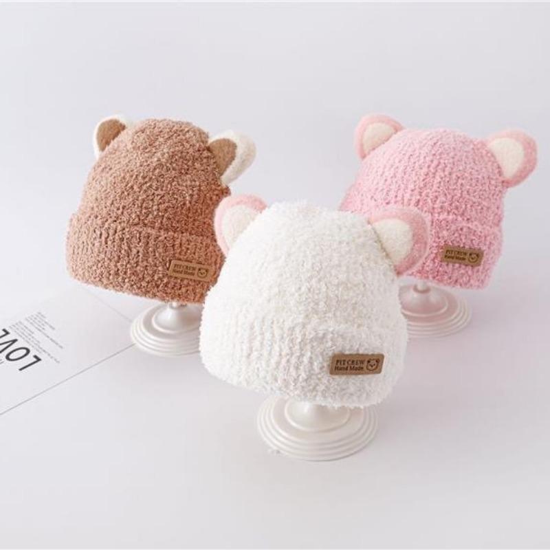 Baby Hats Winter Boys and Girls Baby Plush Hats Knitted Warm Ear Protectors Autumn and Winter Children's Wool Hats