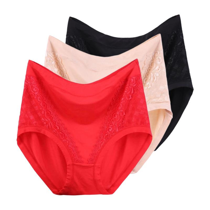 

3 шт. Большие размеры Женское нижнее белье Трусики Однотонные трусы Мягкие дышащие трусы для мам XL