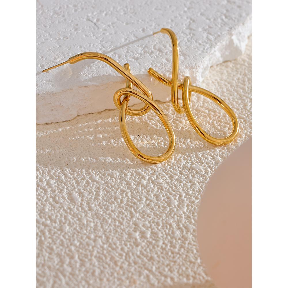 Eetit Personalizované náušnice z nerezové oceli s geometrickým velkým přívěskem pro ženy, nerezavějící textura, výrazné party šperky 2024