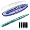 Retractable Fountain Pen Fine Nib Set 0.38mm Black/Blue Ink Transparent Barrel Pen with 5 Refillable Ink Cartridges for Sketching