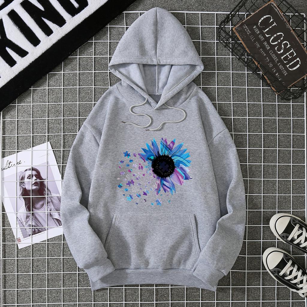 Sudadera con capucha holgada de manga larga con forro de terciopelo para otoño e invierno 7029