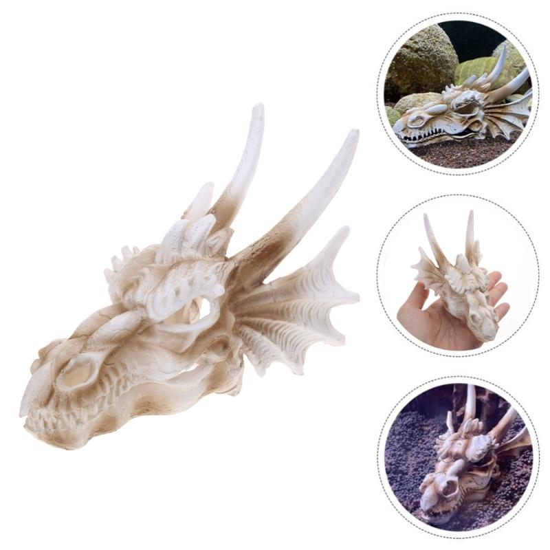 Aquariums Decorations Dinosaur Skull Fishtanks Landscape Cave Hideaway House for Aquatic Fish Shrimp Safe Landscaping