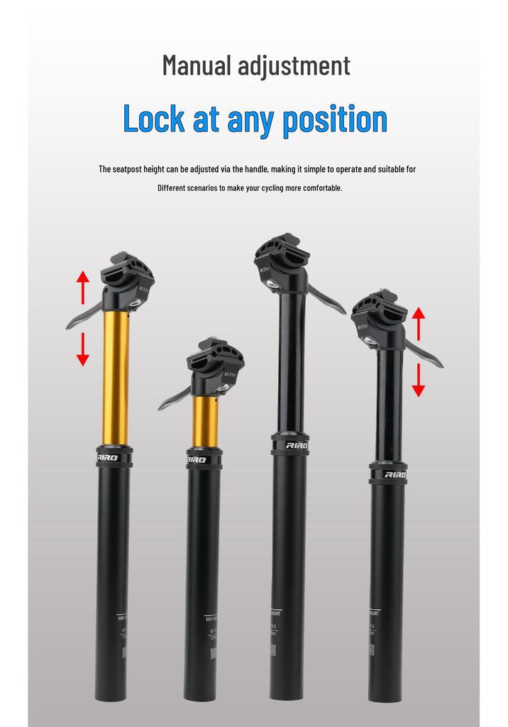RIRO Adjustable Aluminum Alloy Dropper Seatpost for Cycling