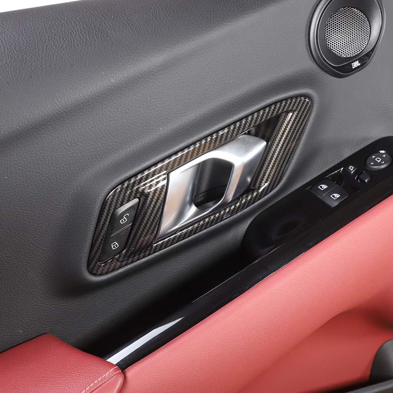ABS Kohlefaser/Rot Für Toyota Supra GR MK5 A90 2019-2026 Tür Innen Türschale Griff Rahmen Aufkleber Innenraumzubehör