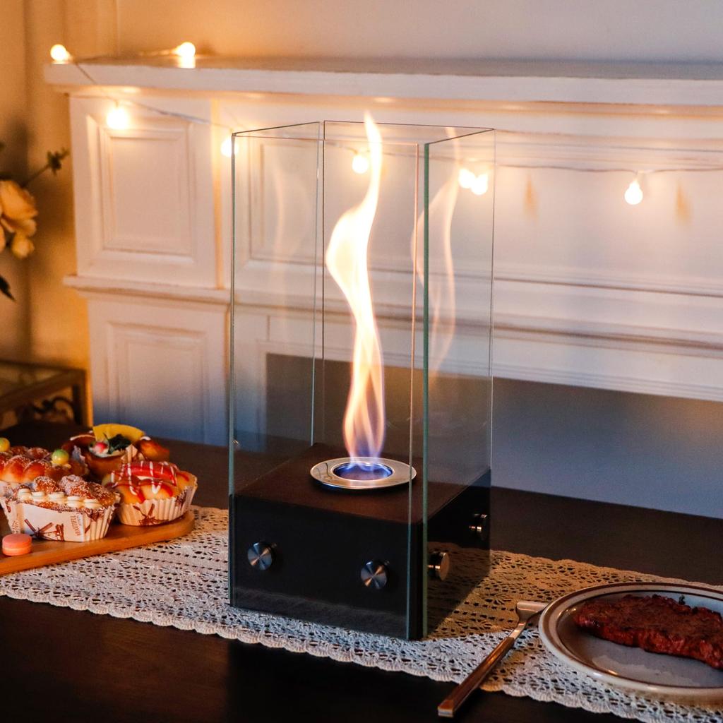 JHY DESIGN Portable Tabletop Bioethanol Fire Bowl 34cm Clean Ventless Fire Room or Office Stylish Gift for and More Fireplace, Pot, Tall, Smokeless,
