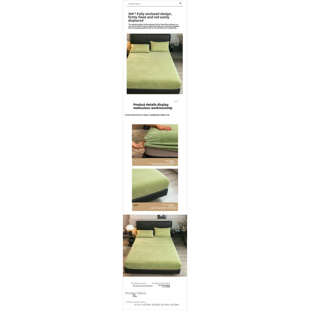 Winter Milk Velvet and Velvet Bed Sheet Single Mattress Cover Coral Velvet Thickened Bed Cover Single Full Package Bed Sheet Protective Cover