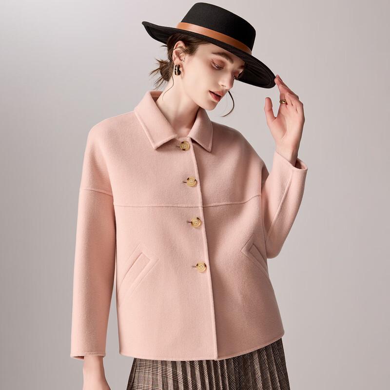 TUHUANG Women s Fall/Winter 2025 Cashmere Wool Blend Double-faced Short Coat L 165/88A