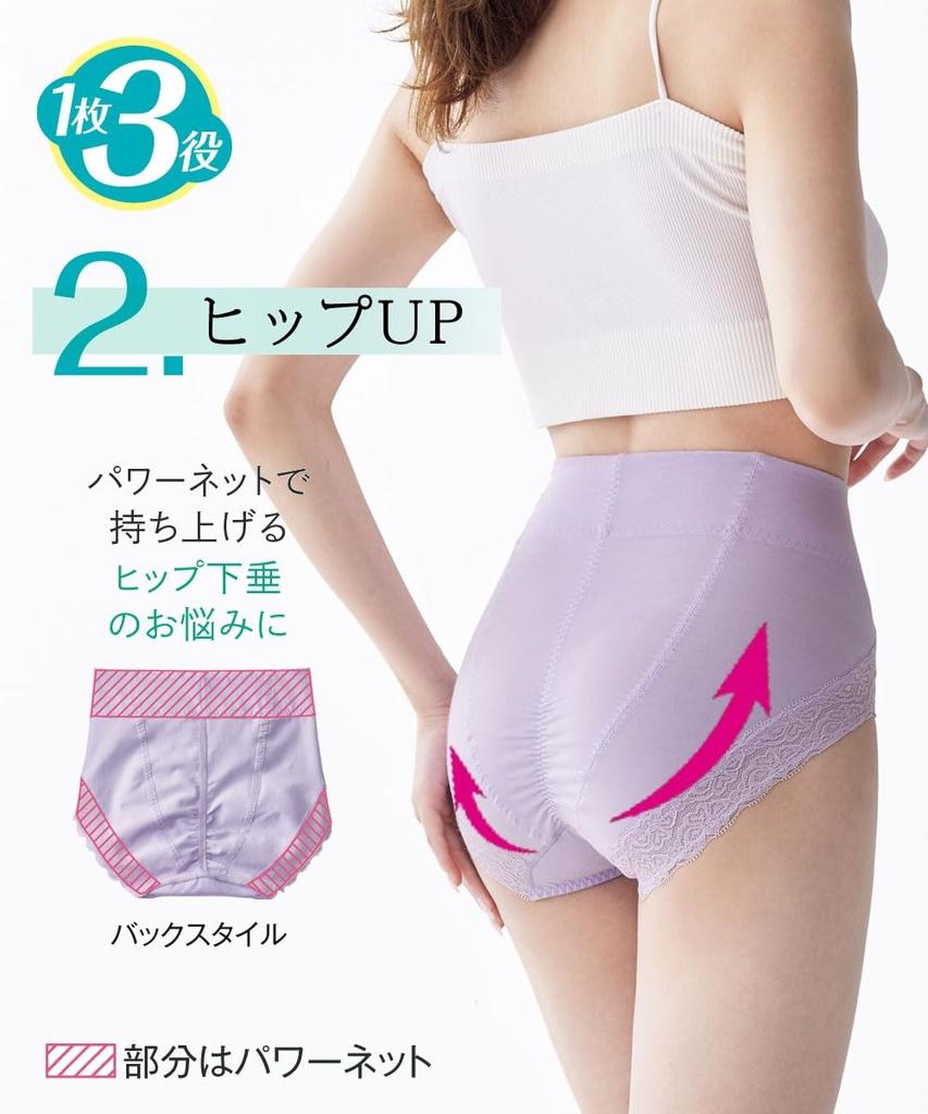 Nissen Shapewear Cotton Blend Supports the Stomach and Lace Smoky Size 3L Women's 3-in-1 Girdle, Stretch, Hips, Deep-Length Panties, 4-Pack, Color,