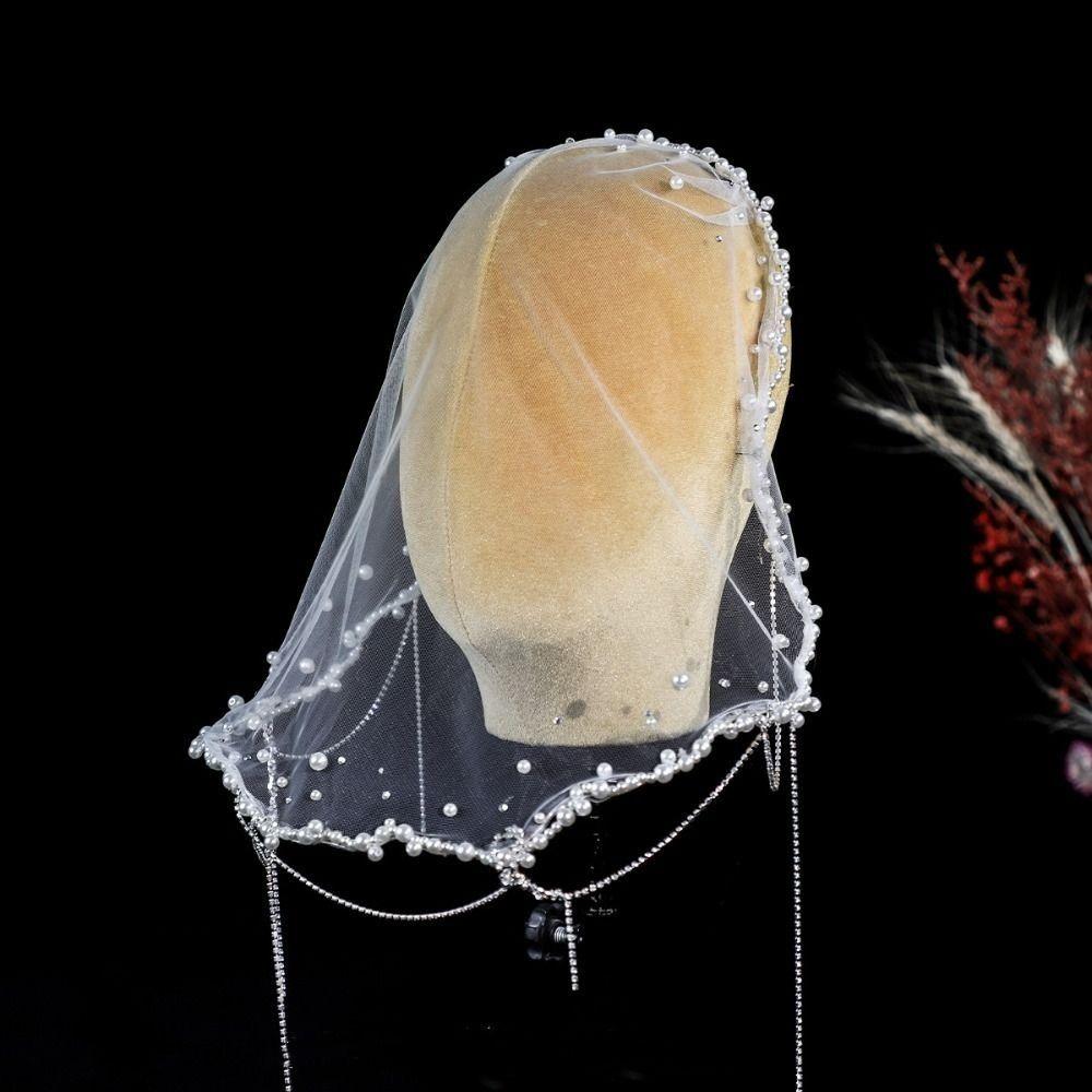 Tassels Wedding Veils Short Bride Head Gauze Elegant Brides Veil  Headdress