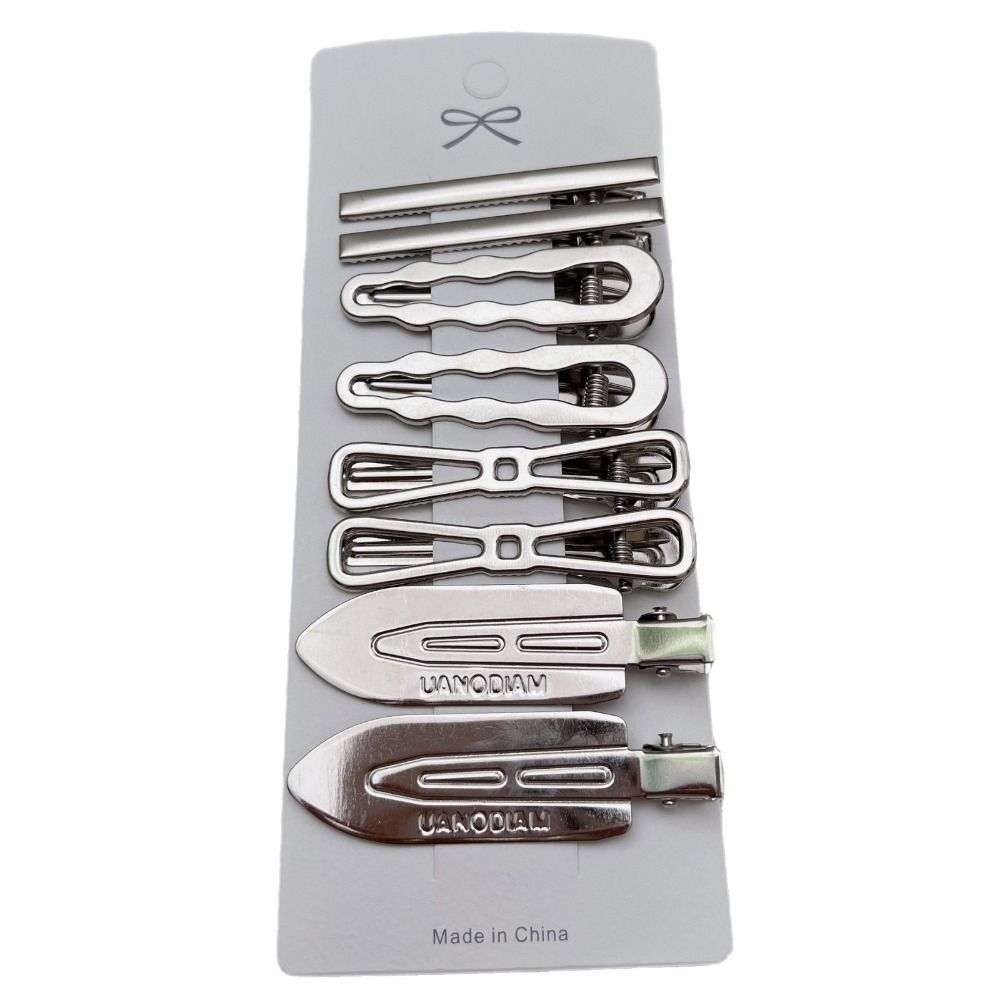 8Pcs/Set Vintage Silver Y2K Hair Clip Set Duckbill Clip Side Clips Retro Hairclip  Women Girls