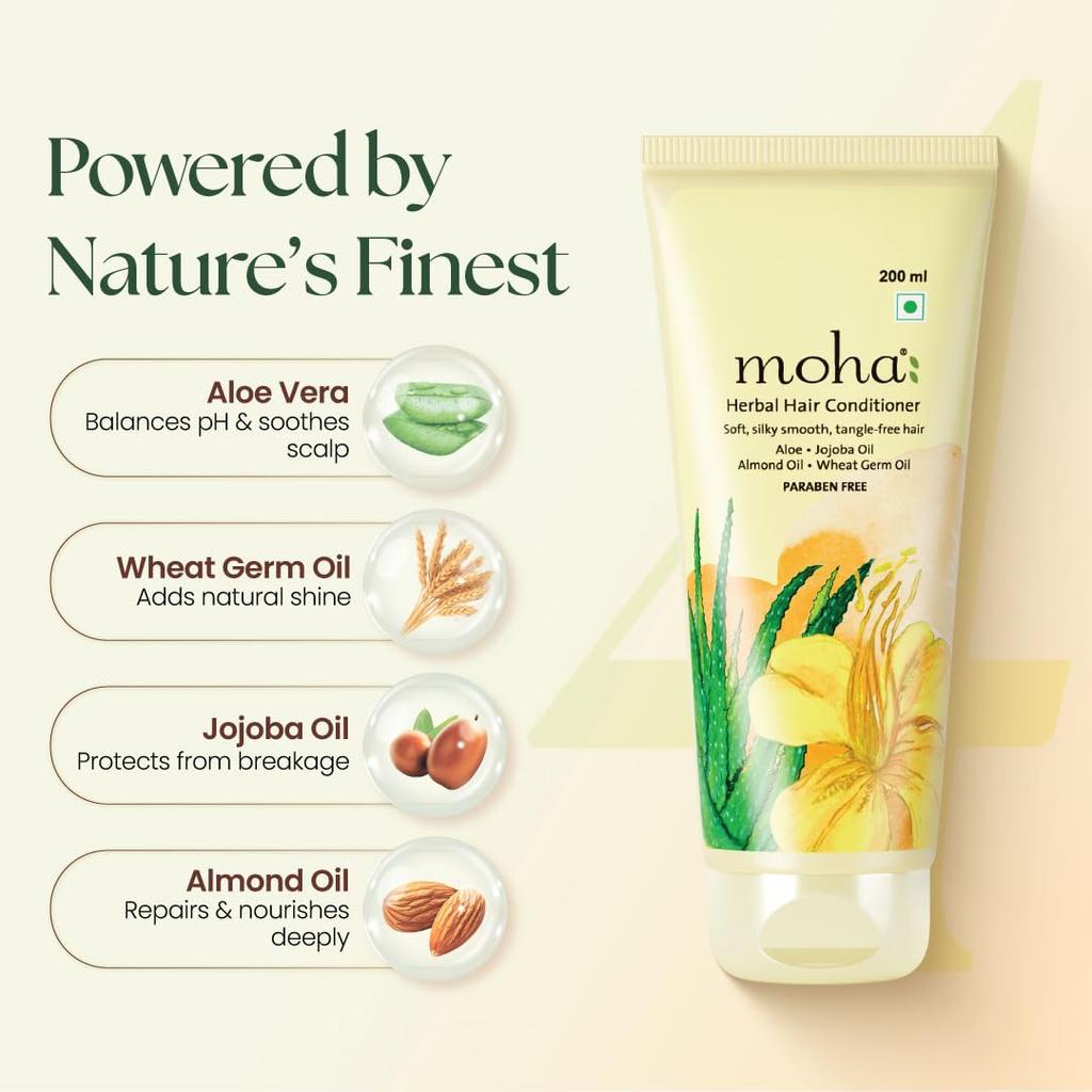 Moha Herbal Hair Conditioner 200ml Pack of 1 | Moisturizes, Adds Shine, Reduces Frizz for Silky, Smooth Hair