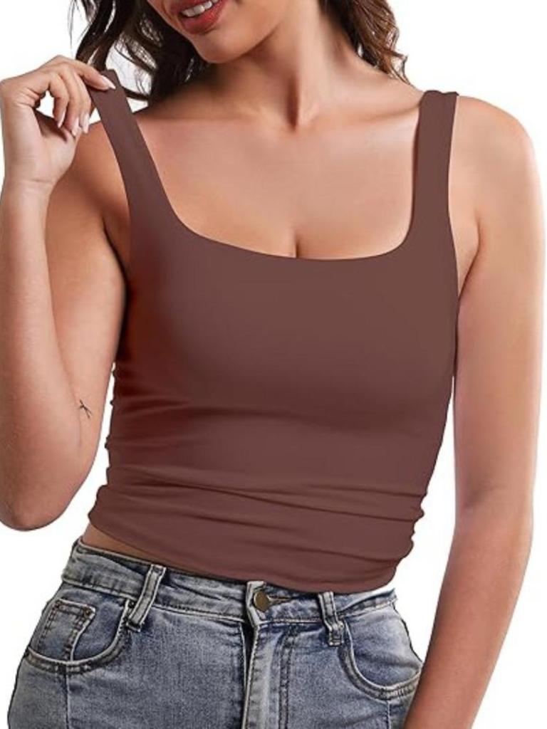 Square Neck Tank Top Wide Shoulder Straps Crop Tops Women Summer Camis Solid Color Camisole Fashion Tube Female Sleeveless Cropped Vest Y2K Clothes