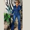 Damen Übergröße Slim Fit Denim Waschung Casual Jumpsuit