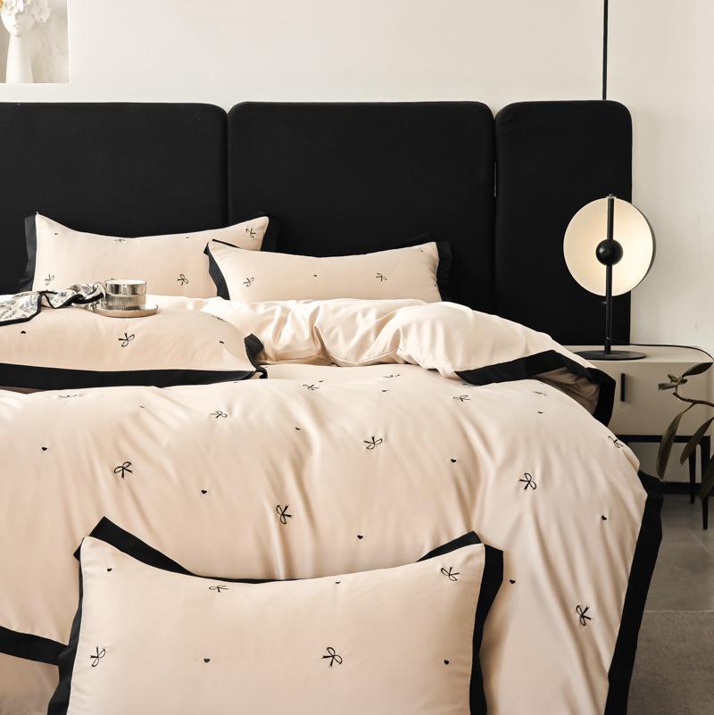 2024 A-Class Silk Tencel 4-Piece Luxury Duvet Cover Set with Embroidery – Princess Style