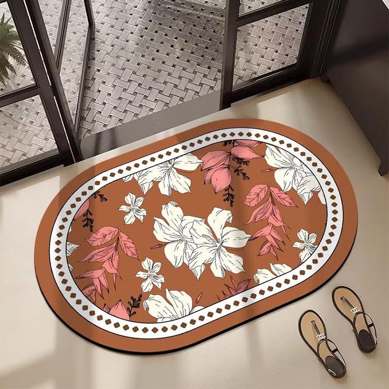 Nordic Style Flower Diatom Mud Floor Mat Shower Room Non-Slip And Dirt-Resistant Absorbent Floor Mat Bathroom Easy To Take Care Of Floor Mat