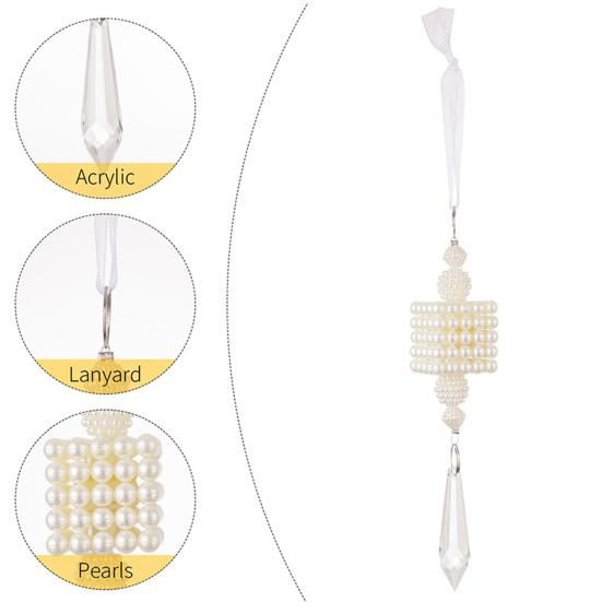 Faux Pearl Christmas Tree Ornaments Winter Faux Pearl Beaded Christmas Hanging Decoration with Faux Crystal Drop Pendant for Wedding Holiday Decor