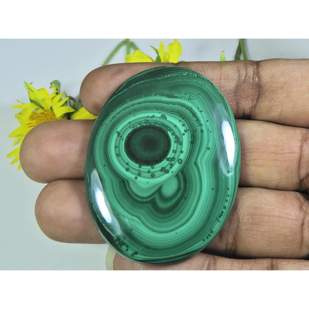 AA++ 141Cts. Natural Green Malachite Oval Cabochon Loose Gemstone 39X52X04MM D-47