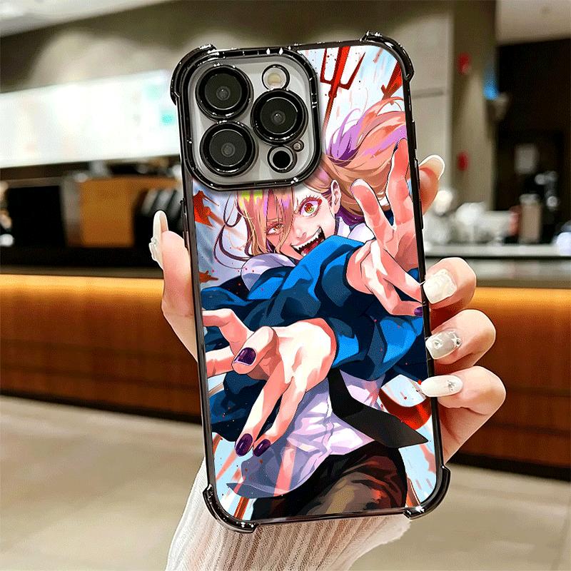 Anime Character Power CSM Soft Phone Case For iPhone 15 16 17 Air 14 Pro Max 16E Plus 13 12 Mini Plating Anti-Fall Fundas