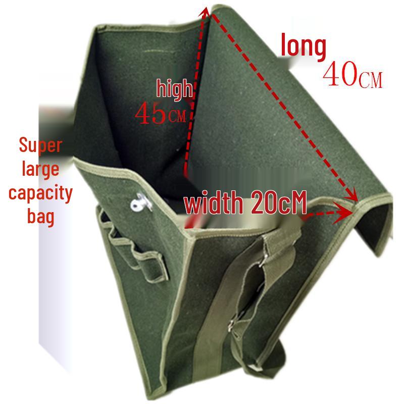 Extra Large Wear-Resistant Canvas Electrician Tool Bag with Shoulder Strap - Multifunctional Repair Bag