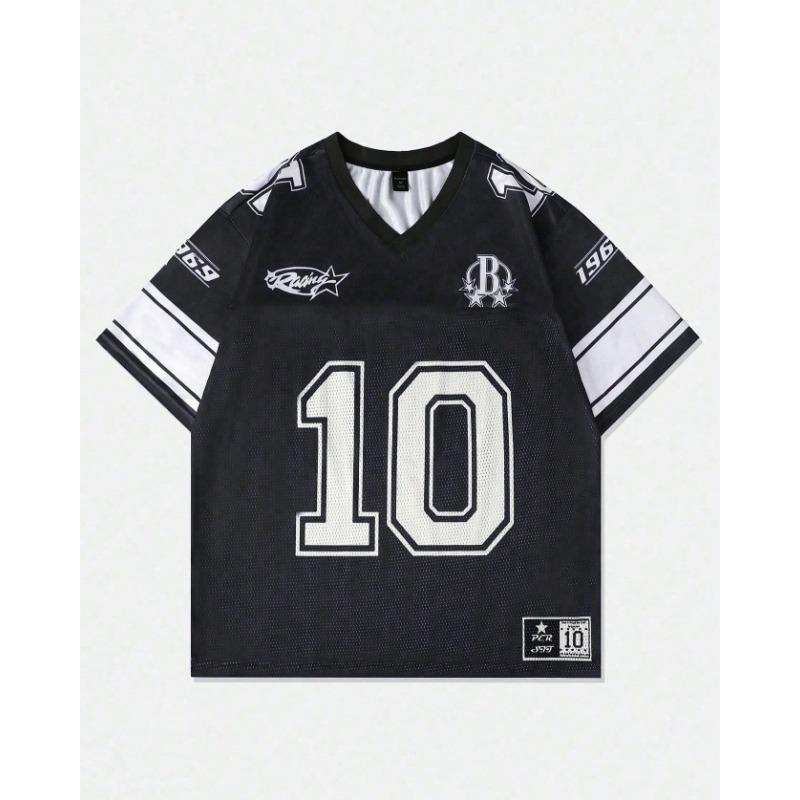 2025 New Men's and Women's Loose T-shirt Comfortable Sports Plus No. 10 Jersey Street Sports Short Sleeves Moto