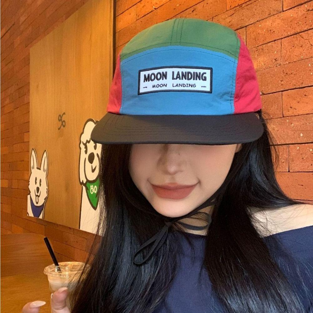Retro Contrasting Color Baseball Cap Flat-brimmed Peaked Cap American Style Baseball Hat  Sports