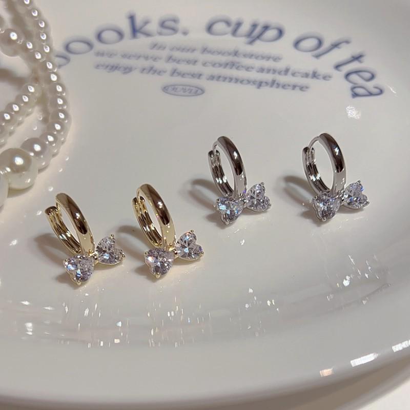 

Elegant Zircon Bow Earrings for Women - 2023 Fashion Statement Studs White K