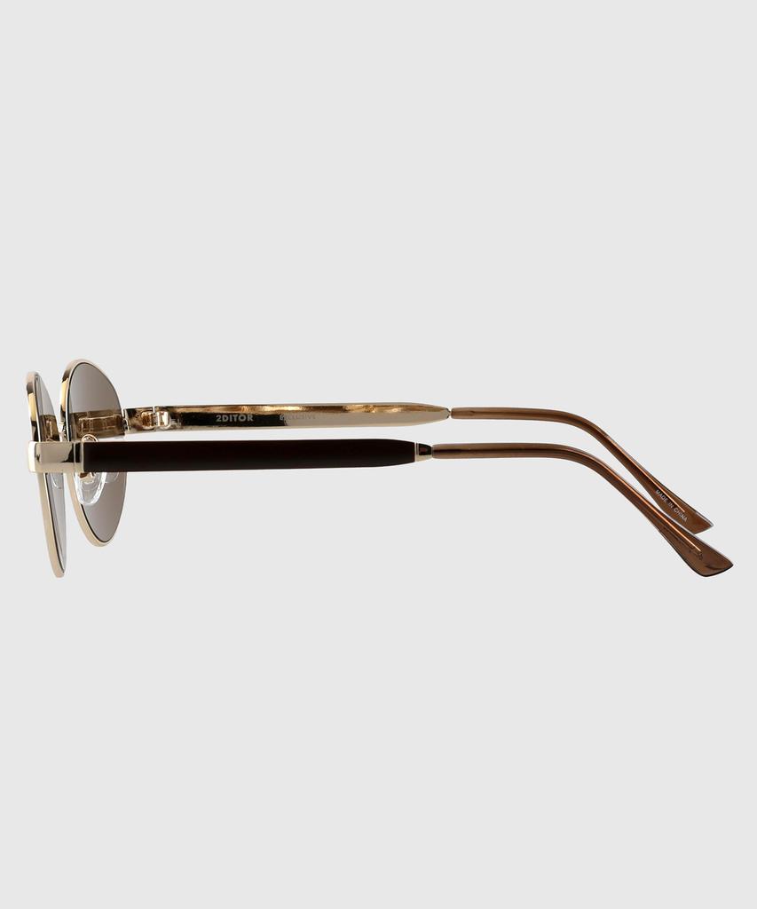 Tuditeo Dor Oval Metal Uv Protection Tinted Nylon Lens Sunglasses C3 Camel