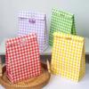 Kraft Paper Gift Packaging Bags Colorful Plaid Candy Bags Checkered Gift Bags  for Christmas