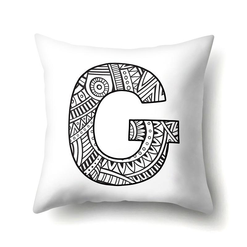 Polyester Pillow Case Pencil Drawing Geometric Decorative Print 26 English Letters Pillow Cushion Cover Simple