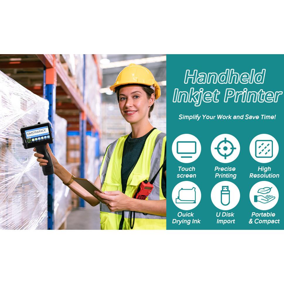 Handheld Inkjet Printer 12.7mm with Fast-Drying Ink for Text QR Barcode Batch Number Logo Date Label Printer