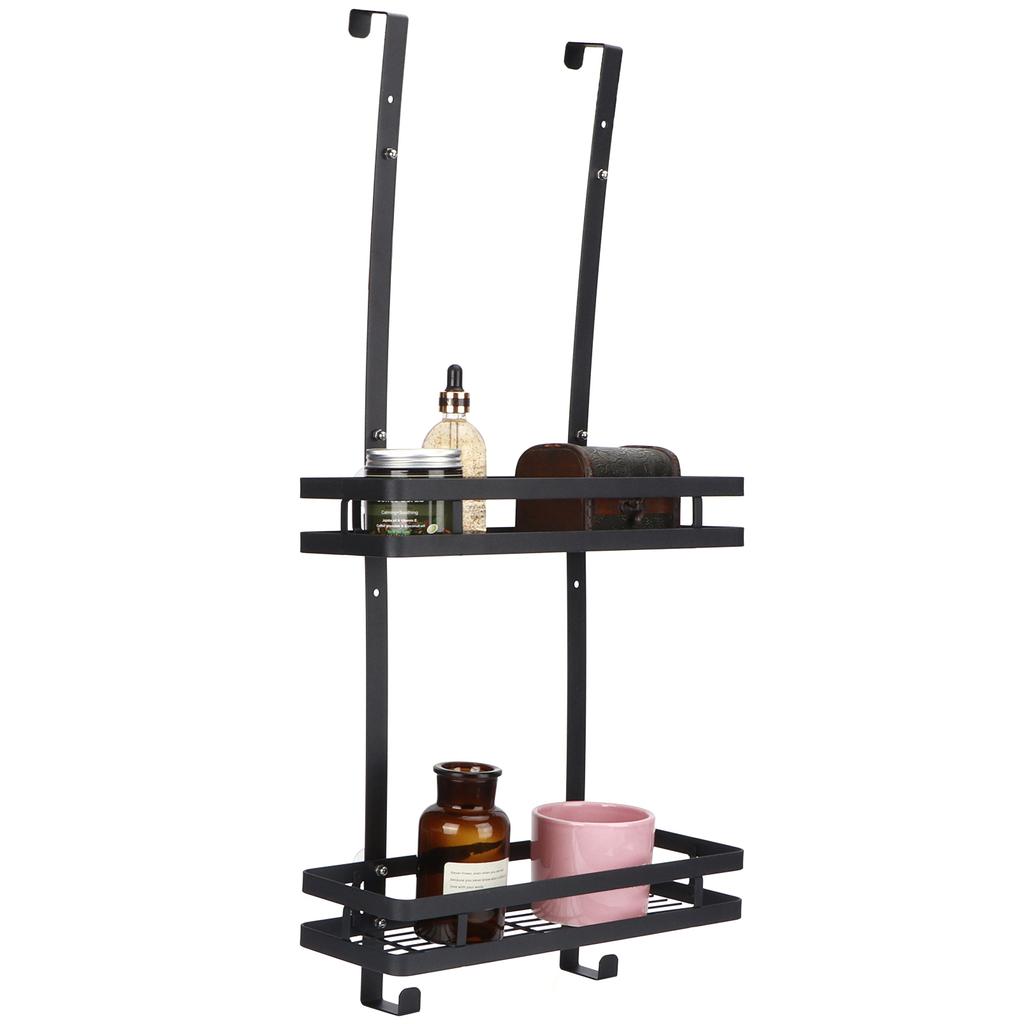 2 Layers Bathroom Shelf Organizer Over the Door Set Toilet Shower Hanging Storage Rack