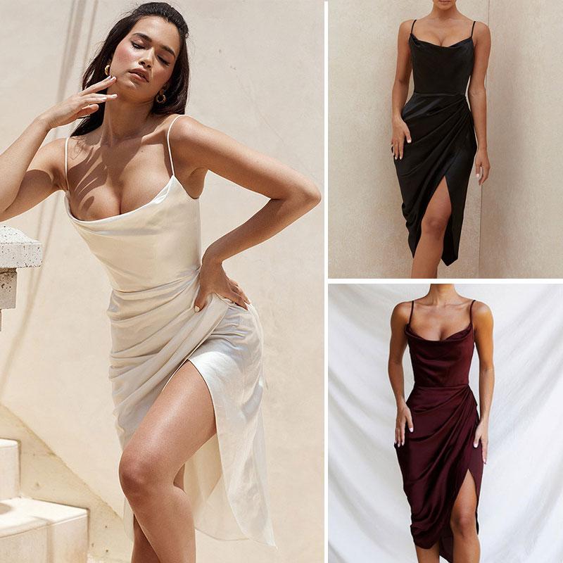 Ladies Sexy Solid Color Cami Dress Women Vest Strapy Cocktail Party Club Dresses