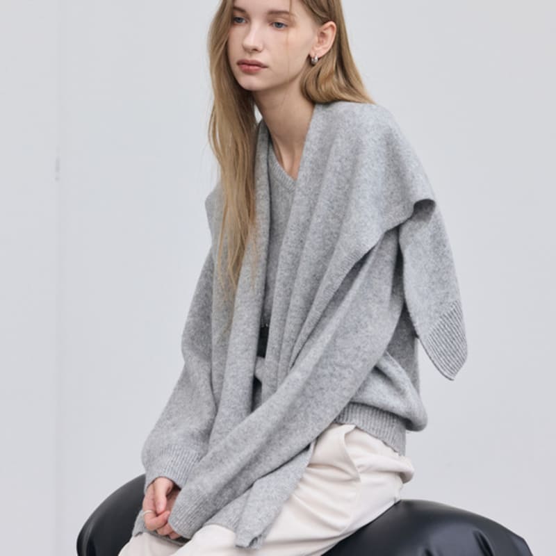hyyk Alpaca Cape Muffler_Melange Gray