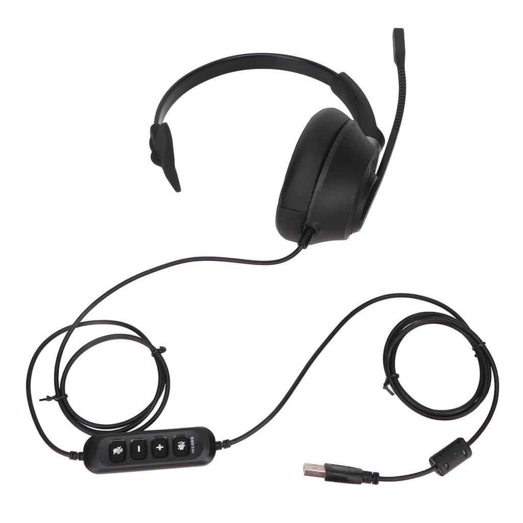 Monaural Business Headset ENC Noise Reduction Mic Mute USB Single Sided Ear Headphone for PCs with