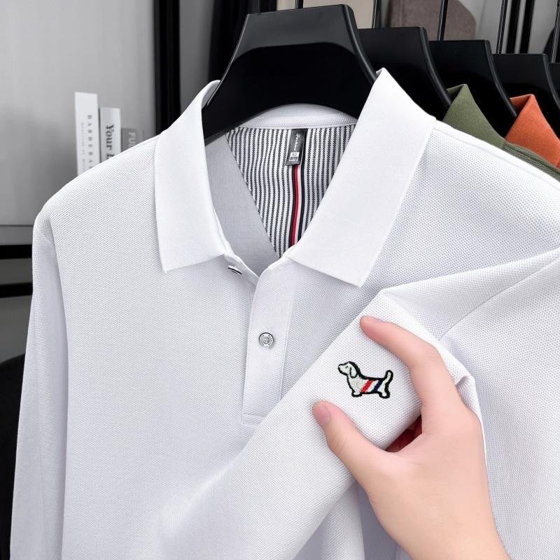 Trend Dog Embroidery 100% Cotton Long Sleeve Polo Shirt Luxury Brand Lapel T-Shirt Autumn Skin Friendly Comfort Fashion Men Wear