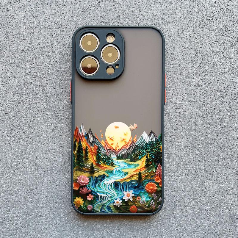 Forest scenery Mountain River Landscape Phone Case For iphone 16 15 14 13 12 11 Pro Max Mini Plus X XR XS 7 8 Shockproof Cover