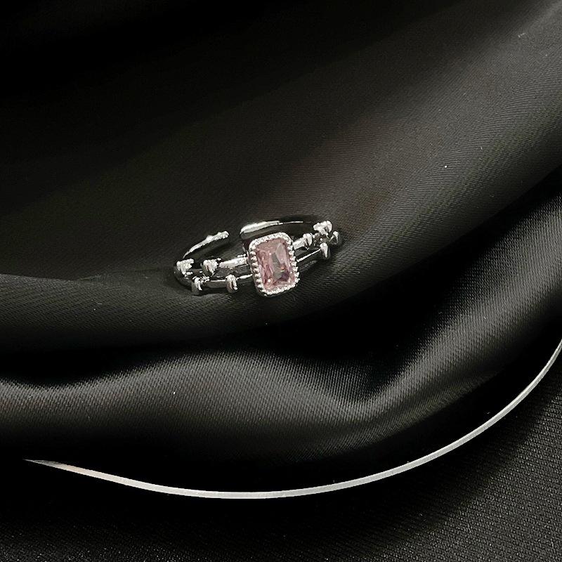 Sweet And Cool Pink Love Full Of Diamonds Zircon Butterfly Open Ring Candy Light Luxury Niche Design Advanced Sense Index Finger Ring