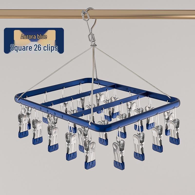 Aluminum Alloy Multi-functional Clothes Drying Rack with Clips for Balcony Storage