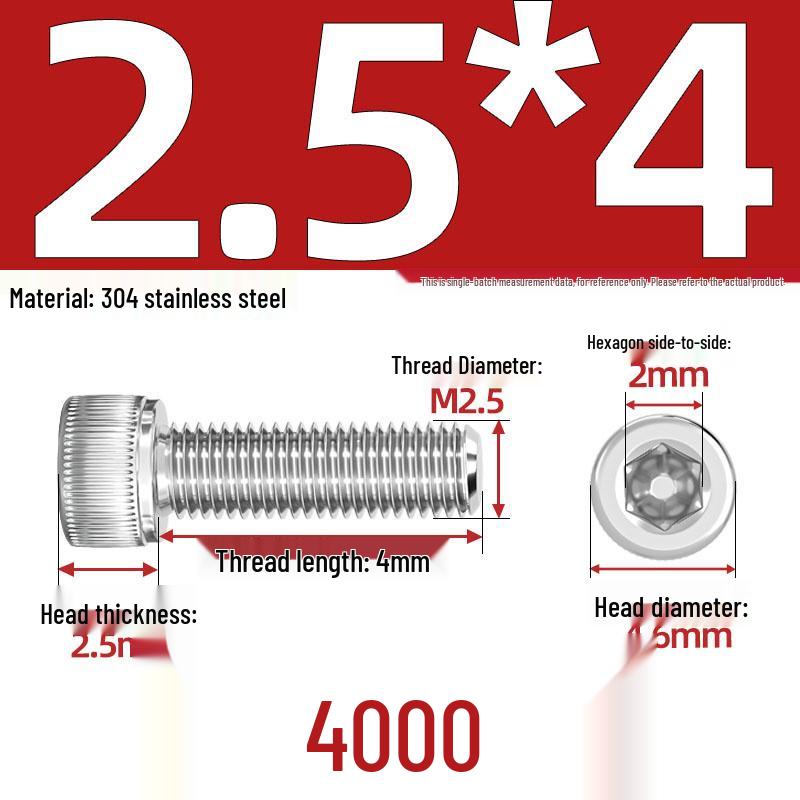 304 Stainless Steel Hex Socket Head Cap Screws, M2-M10, Extended Length