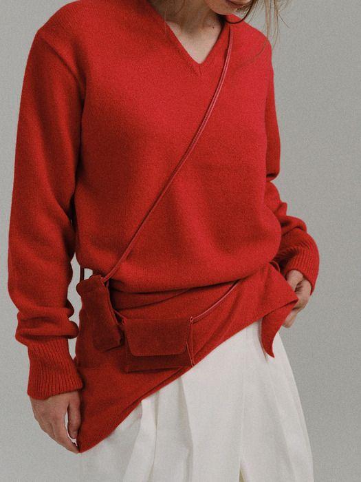 AUBOUR Buchstaben-Mini-Tasche (Wildleder rot) _ aus Italien