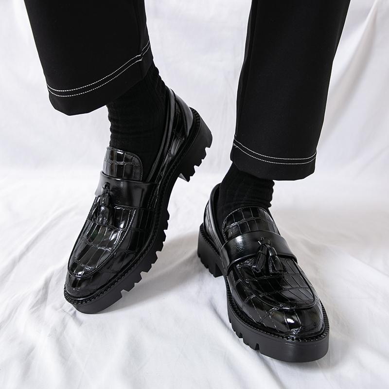 Fashion Fashion Versatiletassel Loafers Luxurious Rubber Thick Soled Comfort Business Commuting Leather Shoes Men's Casual Driving Shoes